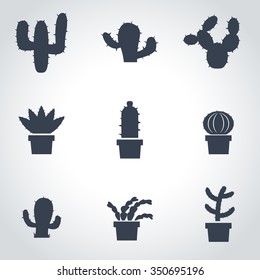 Vector black cactus icon set.