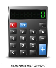 Vector black calculator with green digits
