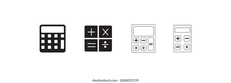 Vector black calculator icons set