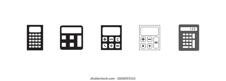 Vector black calculator icons set
