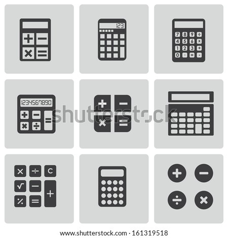Vector black calculator icons set