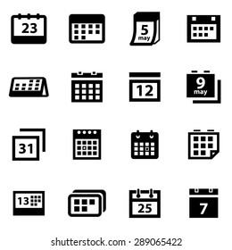 Vector black calendar icon set
