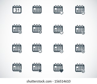 Vector black calendar; icons set