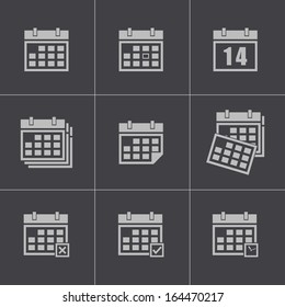 Vector black calendar icons set
