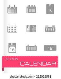 Vector black calendar icons set on white background