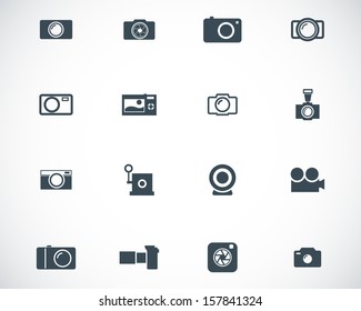 Vector black camera icons set