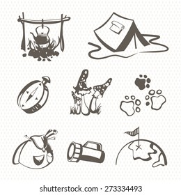 Vector black camping icon set
