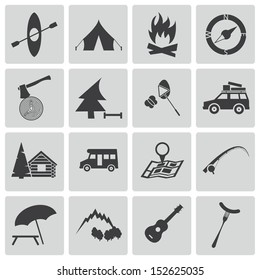 Vector Black Camping Icons Set