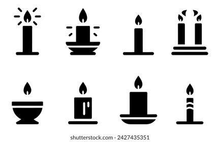 Vector black candles icon set.