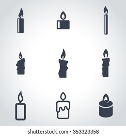 Vector black candles icon set