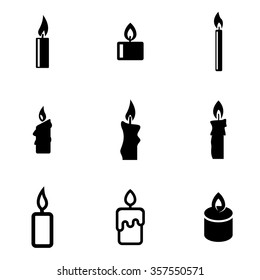 Vector black candles icon set.