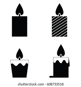 Vector black candles icon set