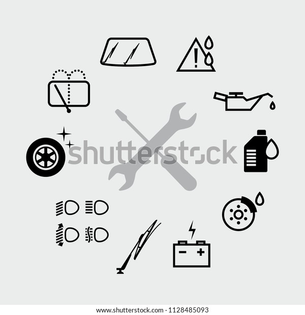 Vector black car check\
and service icons