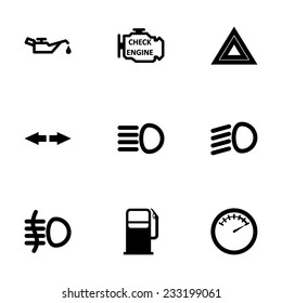 Vector black car dashboard icon set on white background
