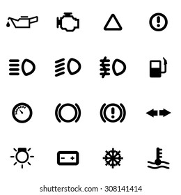 Vector Black Car Dashboard Icon Set.