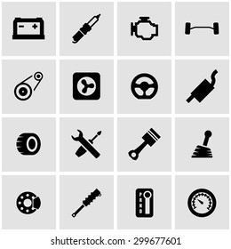 Vector black car parts icon set.
