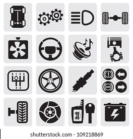 vector black car repair icons in the gray squares