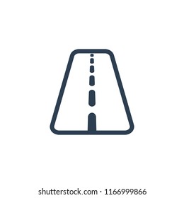 Vector black car road icon. Line Art.