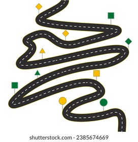 Vector black car road. Road signs. Road to horizon in perspective. Business road map timeline infographic icons designed for abstract background template. empty line isolated vector concept