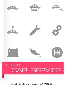 Vector black car service icon set on white background.