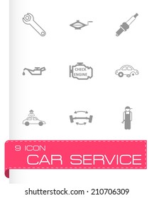 Vector black car service icons set on white background