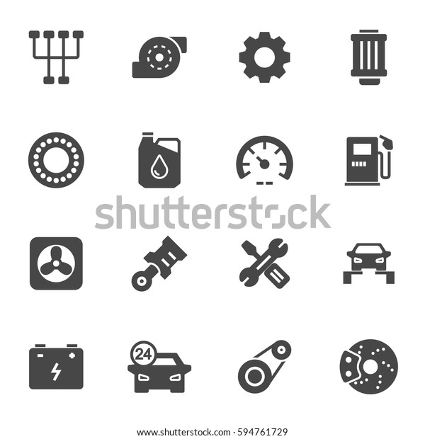 Vector Black Car Service Icons Set Stock Vector (Royalty Free) 594761729