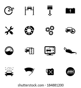 Vector black car service set on white background