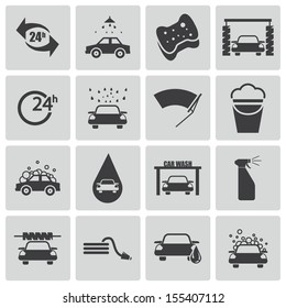 Vector black  car wash  icons set