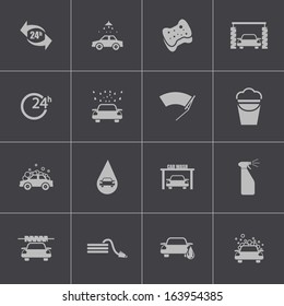 Vector black  car wash  icons set