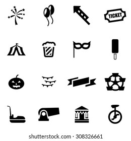 Vector black carnival icon set.
