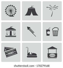 Vector black carnival icons set on white background