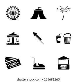 Vector black carnival icons set on white background