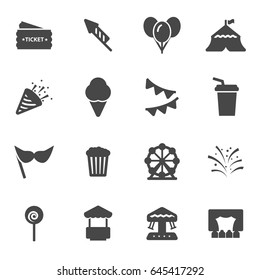 Vector black carnival icons set on white background