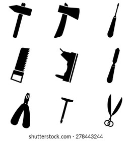 Vector black carpentry icon set on white background