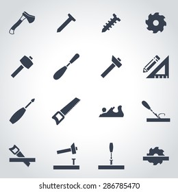 Vector Black Carpentry Icon Set. 