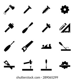 Vector Black Carpentry Icon Set.