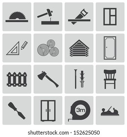 Vector black  carpentry icons set