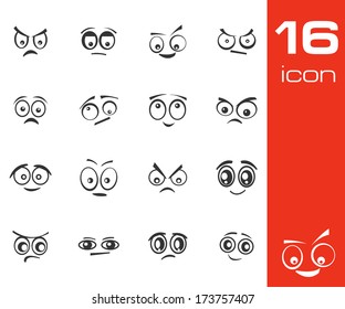 Vector black  cartoon  eyes  set on white background