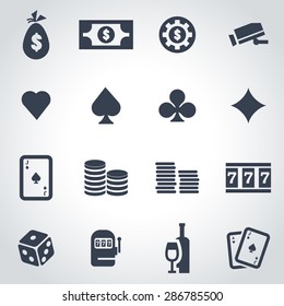 Vector Black Casino Icon Set.