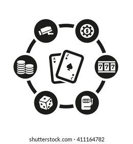 Vector black casino icon set