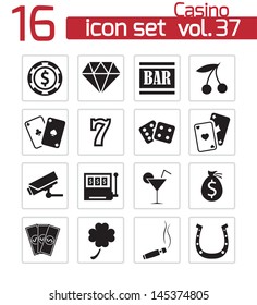 Vector black casino icons set