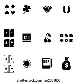 Vector black casino icons set