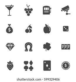 Vector black casino icons set