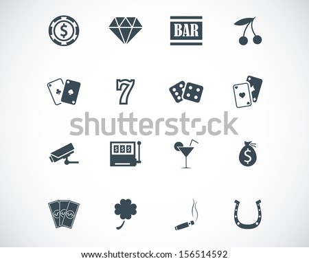 Vector black casino icons set