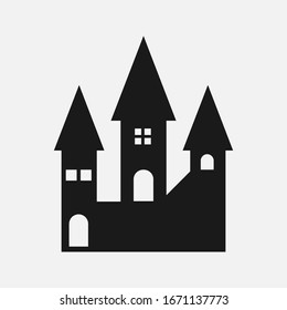 Vector black castle icon on background