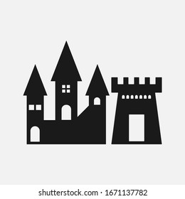 Vector black castle icon on background