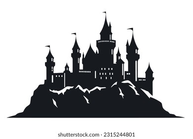 Iconos de castillo negro vectorial aislados en fondo blanco 