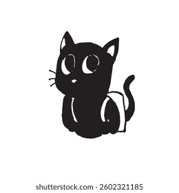 Vector Black Cat With Bag Illustration 