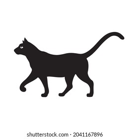 Vector black cat. Halloween illustration isolated on white background.