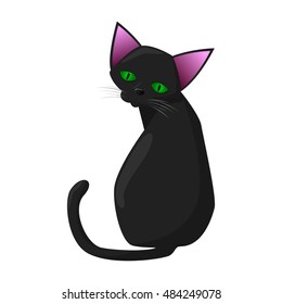 Vector black cat illustrstion. Halloween black cat vector.